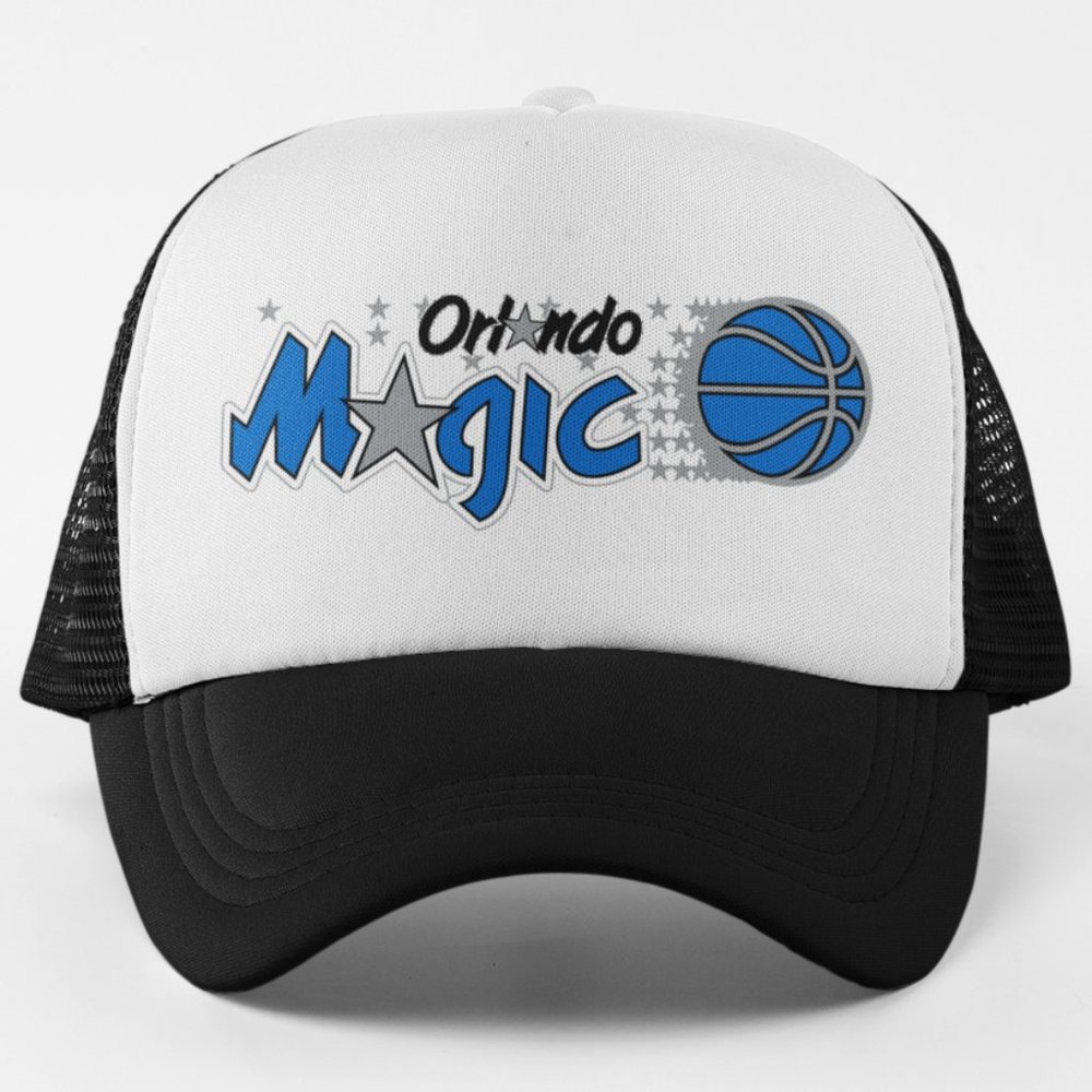 NEW Orlando Magic 90s Logo Foam Trucker Snapback Hat 2-TONE BLACK WHITE